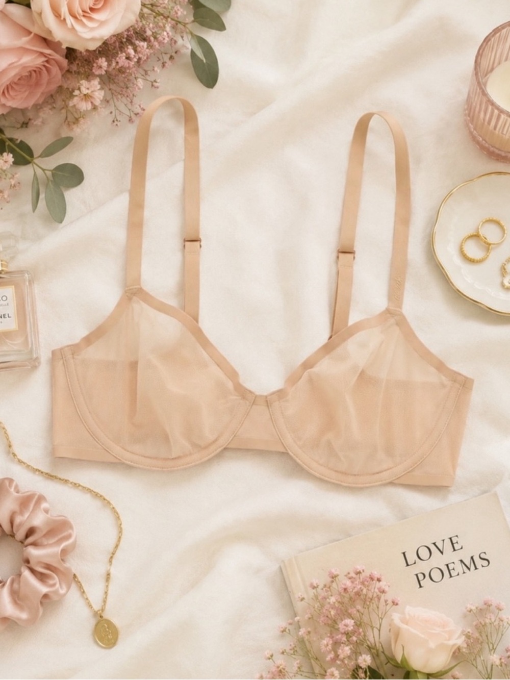 NWT SMOOTHEZ by Aerie Mesh Unlined Underwire Balconette Bra Sands (Nude)Size 34B - Picture 15 of 15